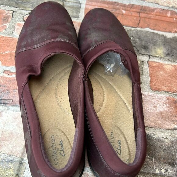 5 for $25🔥9.5 Clarks Collection Burgundy Camouflage Cora Loafer - Picture 7 of 9